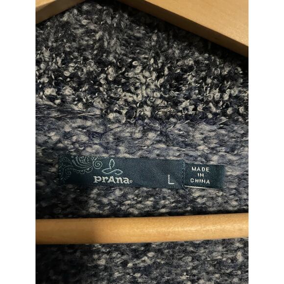 PrAna Womens Cardigan Large Blue Gray Wool Blend Open Front Duster Boho Cozy - Picture 3 of 7